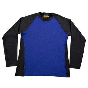 Icebreaker Bodyfit Merino Wool Base Layer Mens XL Blue Black Raglan Long Sleeve